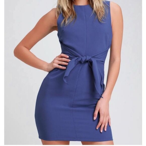 NWT Lulu's Aylin Royal Blue Tie-Front Sleeveless Mini Dress Sz Medium - Picture 1 of 6